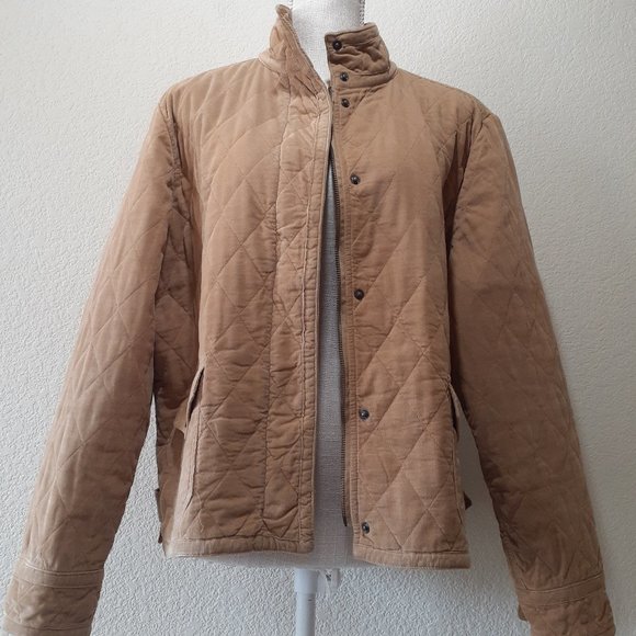 Eddie Bauer Tan Quilted Jacket with Orange Lining - Picture 2 of 14